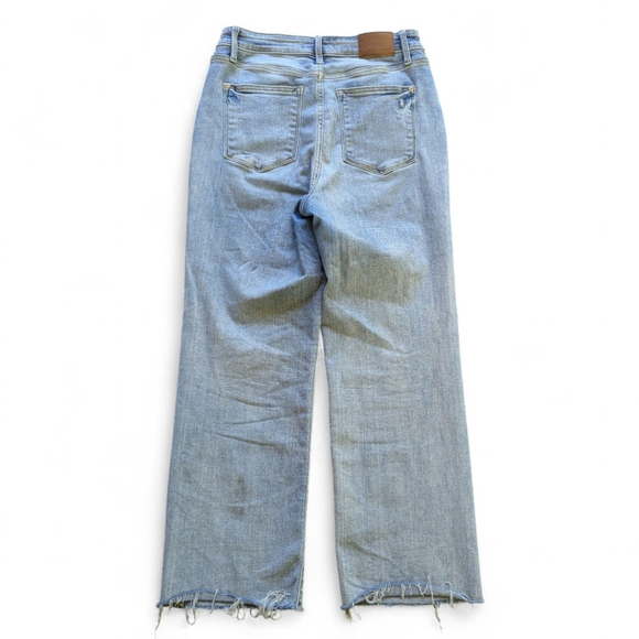Judy Blue V Front Waist Straight Leg Jeans Raw Hem Sz 11 | 30 Light Wash - Picture 7 of 16
